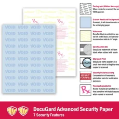 DocuGard Advanced Medical Security Paper - Letter - 8 1/2" x 11" - 24 lb Basis Weight - Tamper Resistant, Watermarked, CMS Approved - Blue - 500 / Ream