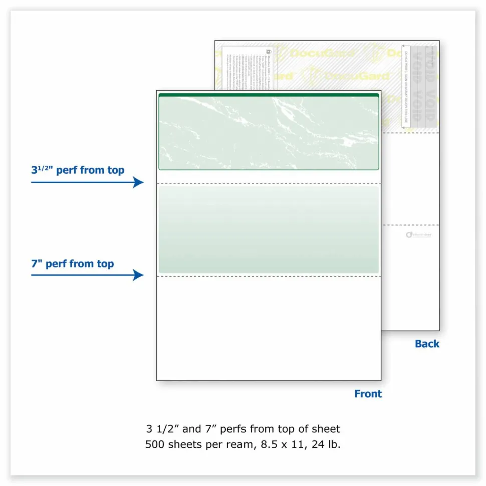 DocuGard High Security Green Marble Business Checks with 11 Features to Prevent Fraud - Letter - 8 1/2"x11" - 04502