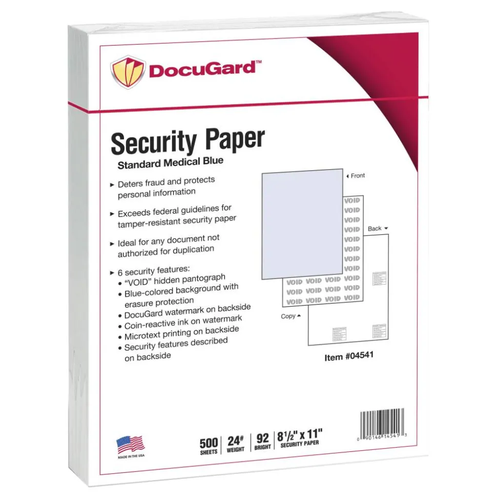 DocuGard Medical Prescription Papers, Standard Medical 6, 1-Part, 8 1/2" x 11, 500 Sheets, Blue