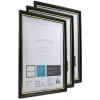 Document And Certificate Holders, 8-1/2" x 11", Black/Gold, Pack Of 3 Holders