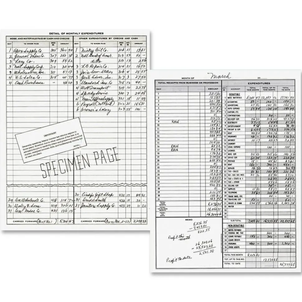 Dome Simplified Monthly Bookkeeping Record, 4 Column Format, Tan Cover, 11 x 8.5 Sheets, 128 Sheets/Book