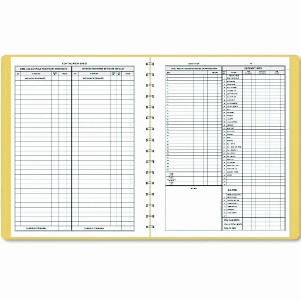 Dome Simplified Monthly Bookkeeping Record, 4 Column Format, Tan Cover, 11 x 8.5 Sheets, 128 Sheets/Book