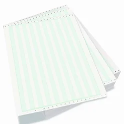 Domtar Continuous Feed Computer Paper, 1-Part, 18 lb Bond Weight, 11 x 14.88, White/Green Bar, 3,000/Carton