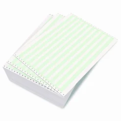 Domtar Continuous Feed Computer Paper, 1-Part, 18 lb Bond Weight, 11 x 14.88, White/Green Bar, 3,000/Carton