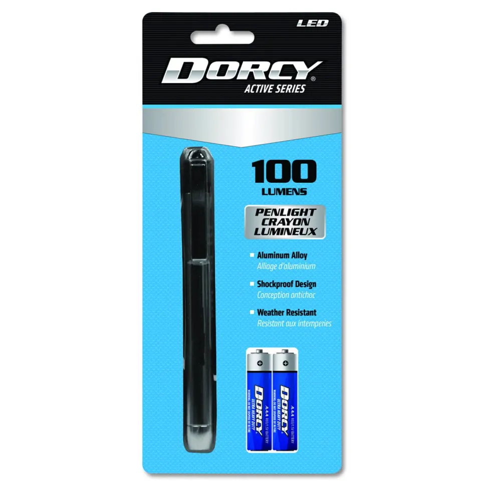 DORCY 100 Lumen LED Penlight, 2 AAA Batteries (Included), Silver