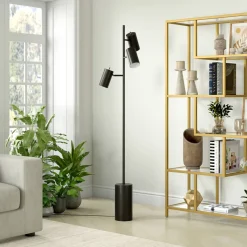 Dorset 3-Light Floor Lamp with Metal Shades in Blackened Bronze/Blackened Bronze