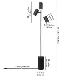 Dorset 3-Light Floor Lamp with Metal Shades in Blackened Bronze/Blackened Bronze
