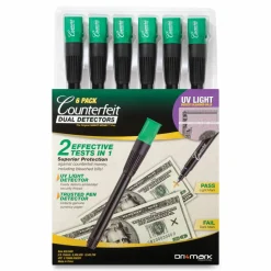 Dri-Mark Counterfeit Money Detection System for USD and Most International Currencies, 2 Detection Methods, 0.8 x 0.8 x 6, Black/Green