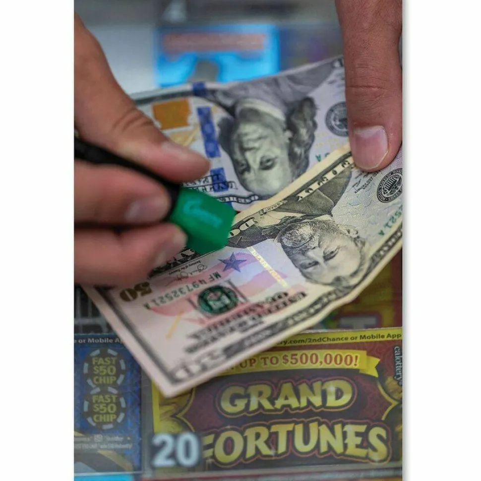 Dri-Mark Counterfeit Money Detection System for USD and Most International Currencies, 2 Detection Methods, 0.8 x 0.8 x 6, Black/Green