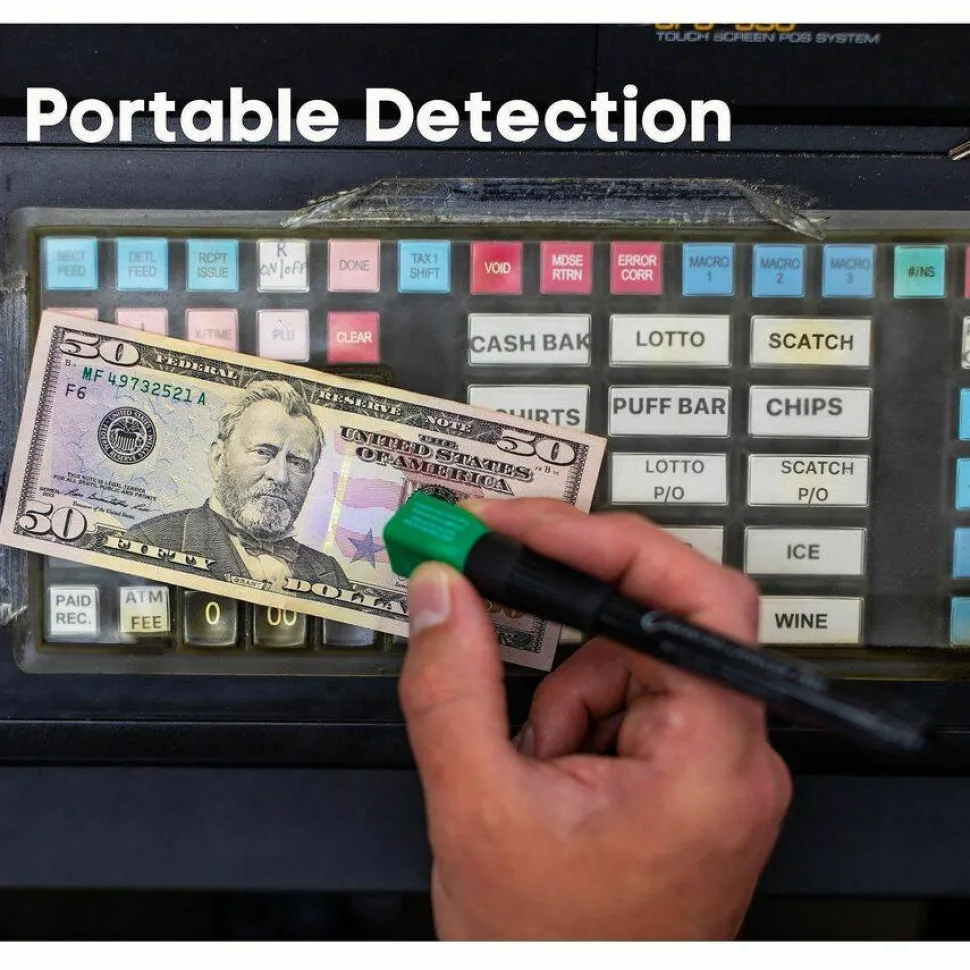 Dri-Mark Dual-Test Counterfeit Detection Pen With UV LED Light, Black