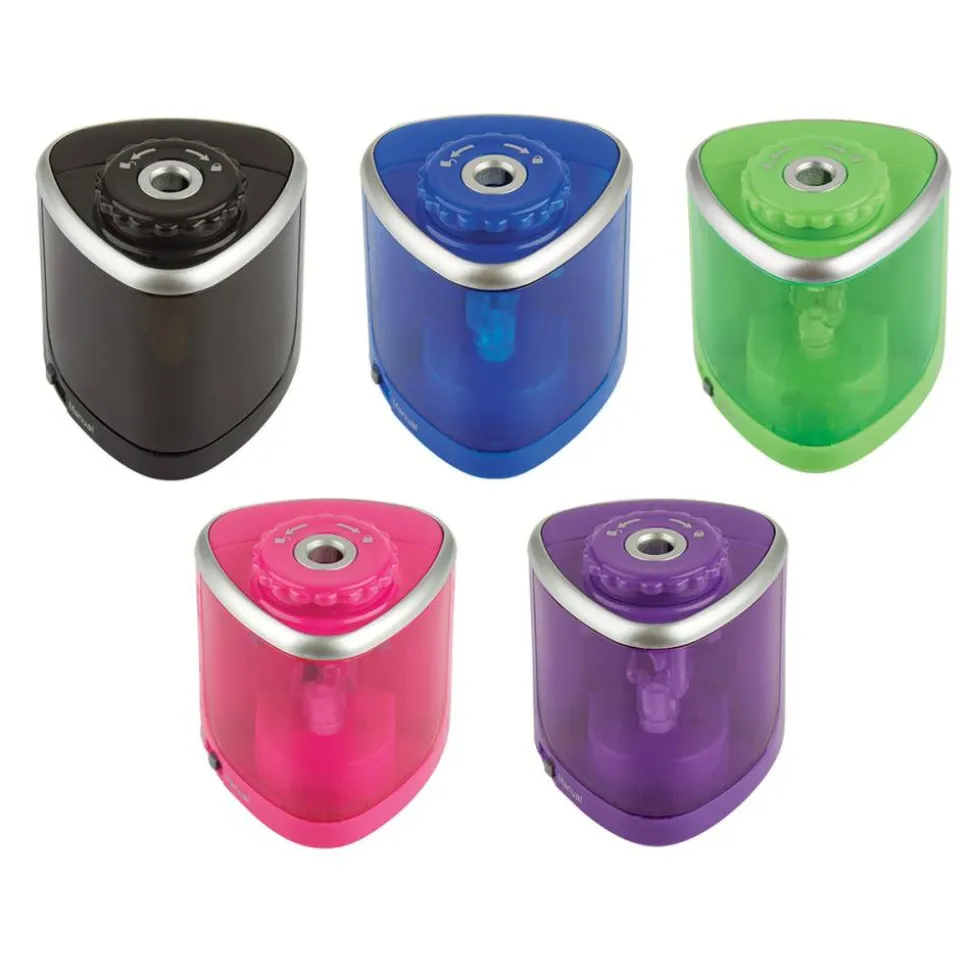 Dual-Powered Pencil Sharpener, Assorted Colors