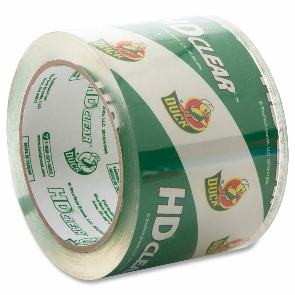 Duck HD Clear Extra-Wide Heavy Duty Packaging Tape, 3" x 55 Yd., Clear, Pack Of 6