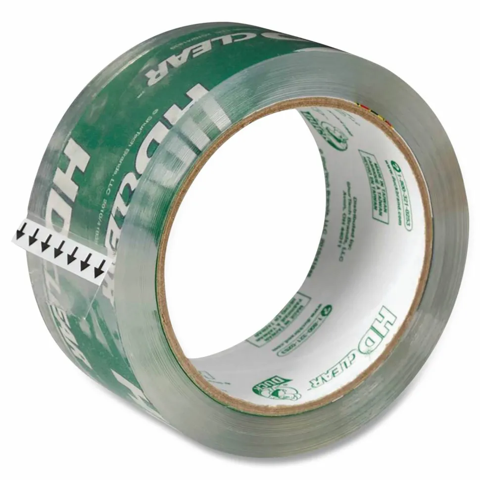 Duck HD Clear Heavy-Duty Packaging Tape, 1-7/8" x 109.4 Yd., Crystal Clear, Pack Of 6 Rolls