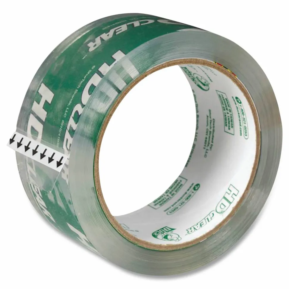 Duck HD Clear Heavy-Duty Packaging Tape, 3" Core, 1.88" x 54.6 yd., Clear, Pack Of 6