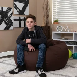 Duncan Oversized Solid Brown Refillable Bean Bag Chair for All Ages