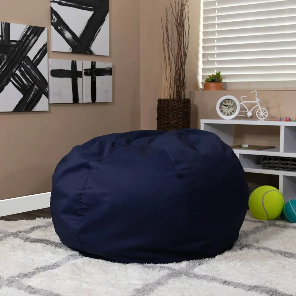 Duncan Oversized Solid Navy Blue Refillable Bean Bag Chair for All Ages