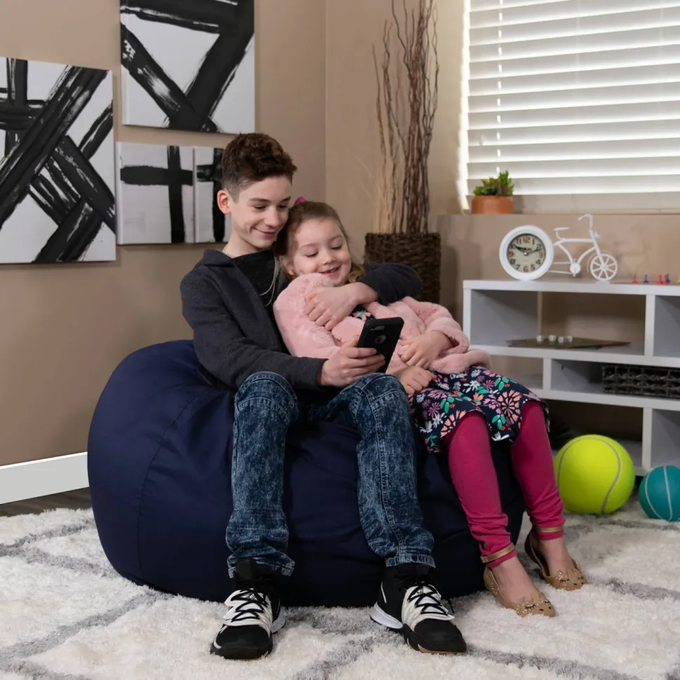 Duncan Oversized Solid Navy Blue Refillable Bean Bag Chair for All Ages