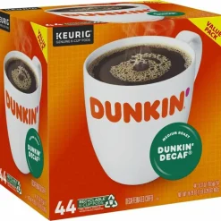 Dunkin' Donuts Decaf Keurig Single-Serve K-Cup Pods, Medium Roast, Box of 44 K-Cup Pods