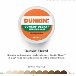 Dunkin' Donuts Decaf Keurig Single-Serve K-Cup Pods, Medium Roast, Box of 44 K-Cup Pods