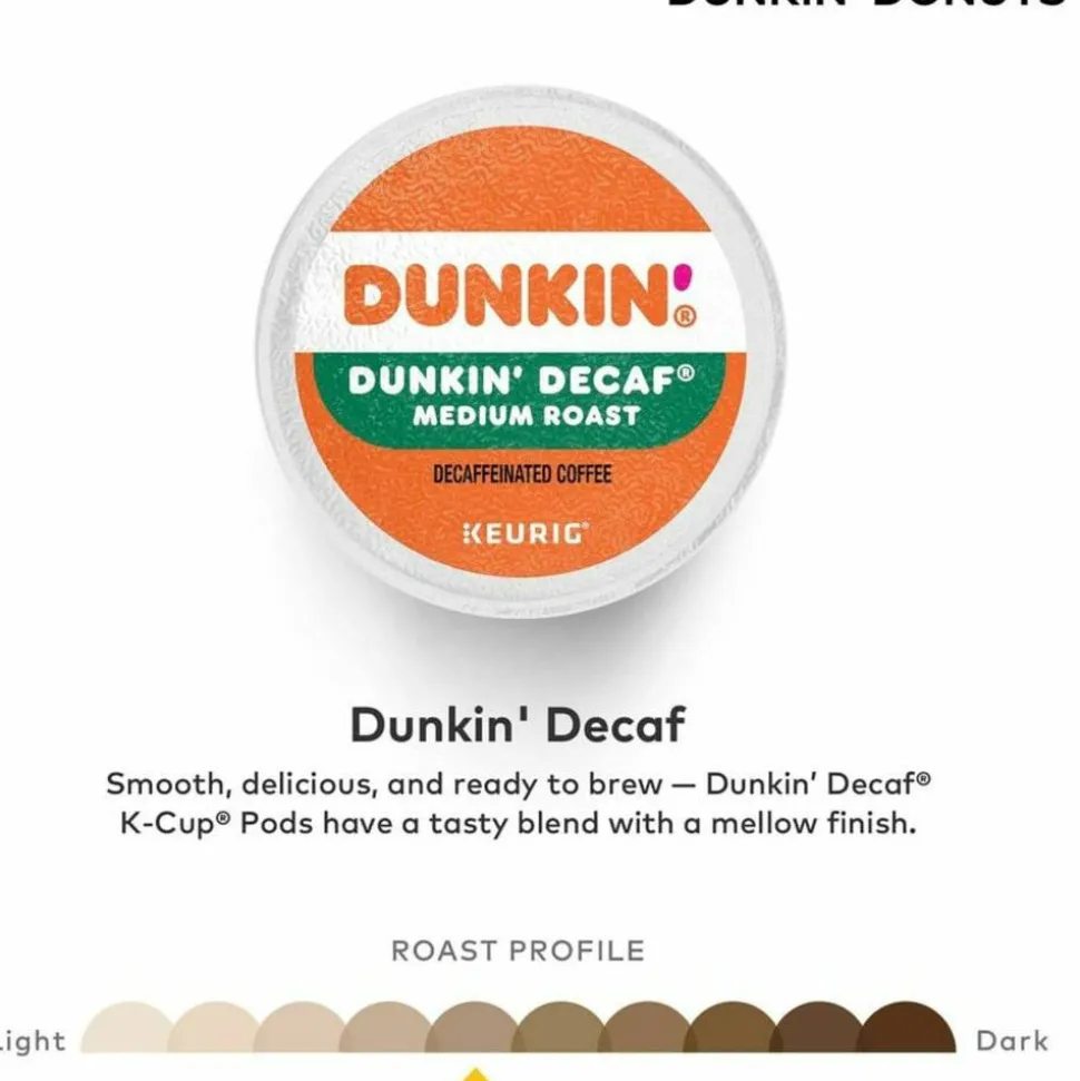 Dunkin' Donuts Decaf Keurig Single-Serve K-Cup Pods, Medium Roast, Box of 44 K-Cup Pods
