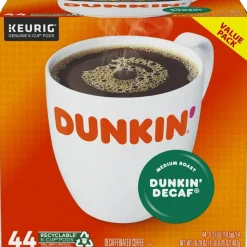 Dunkin' Donuts Decaf Keurig Single-Serve K-Cup Pods, Medium Roast, Box of 44 K-Cup Pods