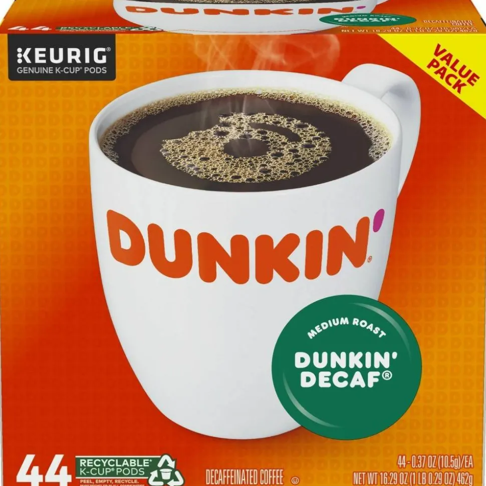 Dunkin' Donuts Decaf Keurig Single-Serve K-Cup Pods, Medium Roast, Box of 44 K-Cup Pods