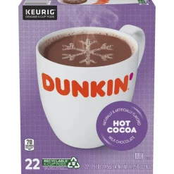 Dunkin' Donuts Milk Chocolate Hot Cocoa Keurig Single Serve K-Cup Pods, 22 Pods Per Pack, Case Of 4 Packs
