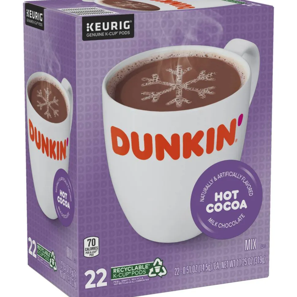 Dunkin' Donuts Milk Chocolate Hot Cocoa Keurig Single Serve K-Cup Pods, 22 Pods Per Pack, Case Of 4 Packs