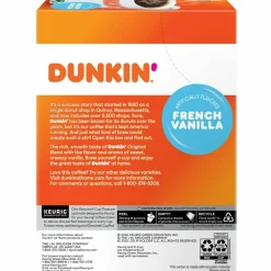 Dunkin' K-Cup Pods, French Vanilla, 22 Pods/Box