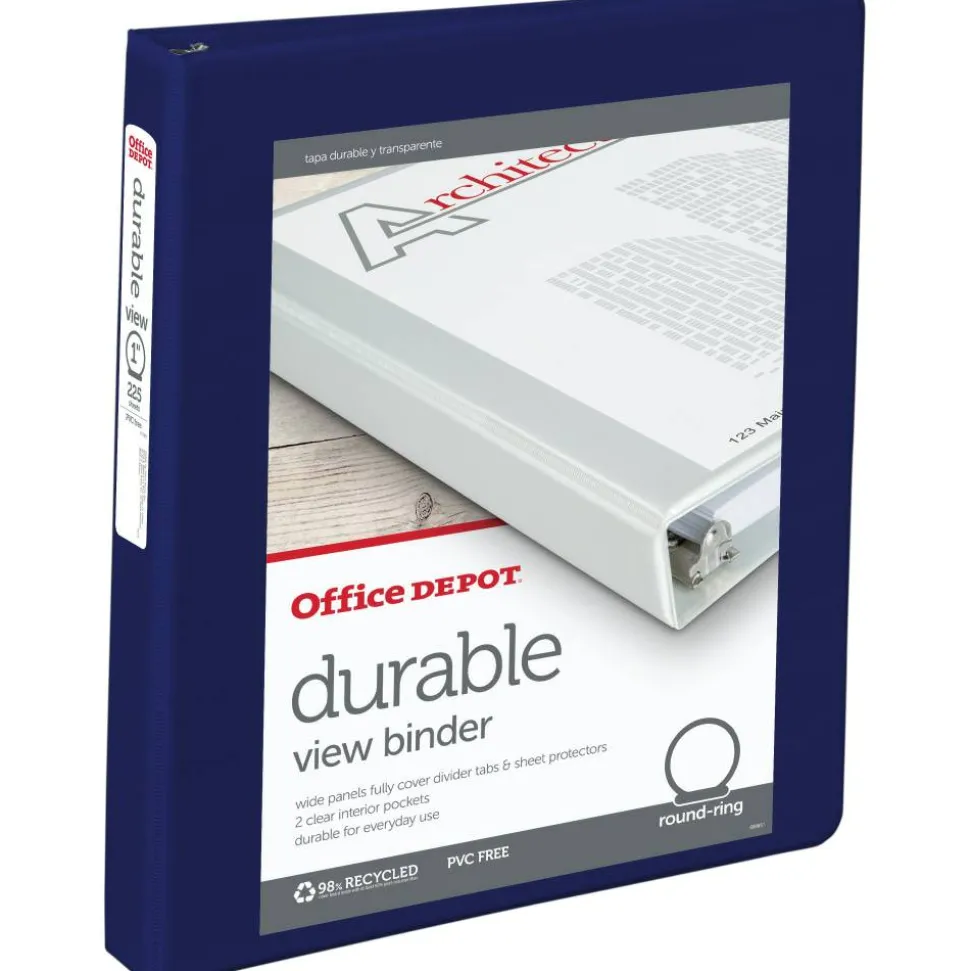 Durable View 3-Ring Binder, 1" Round Rings, Blue