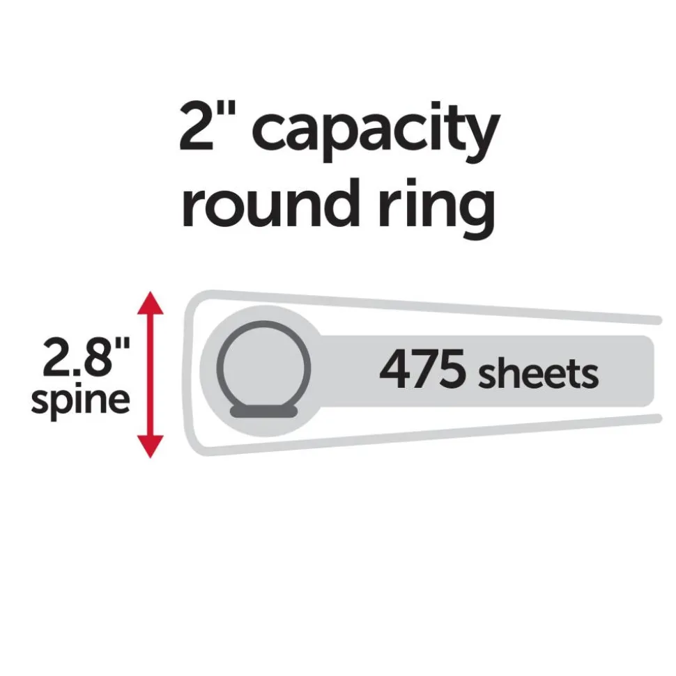 Durable View 3-Ring Binder, 2" Round Rings, White