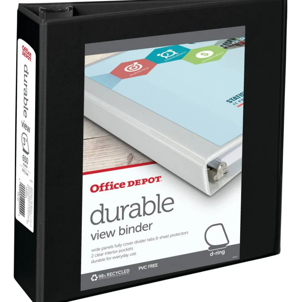 Durable View 3-Ring Binder, 3" Slant Rings, Black