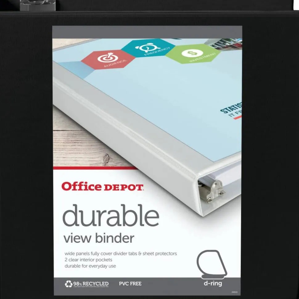 Durable View 3-Ring Binder, 3" Slant Rings, Black