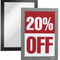 Durable DURAFRAME Magnetic Sign Holder, 5.5 x 8.5, Black Frame, 2/Pack