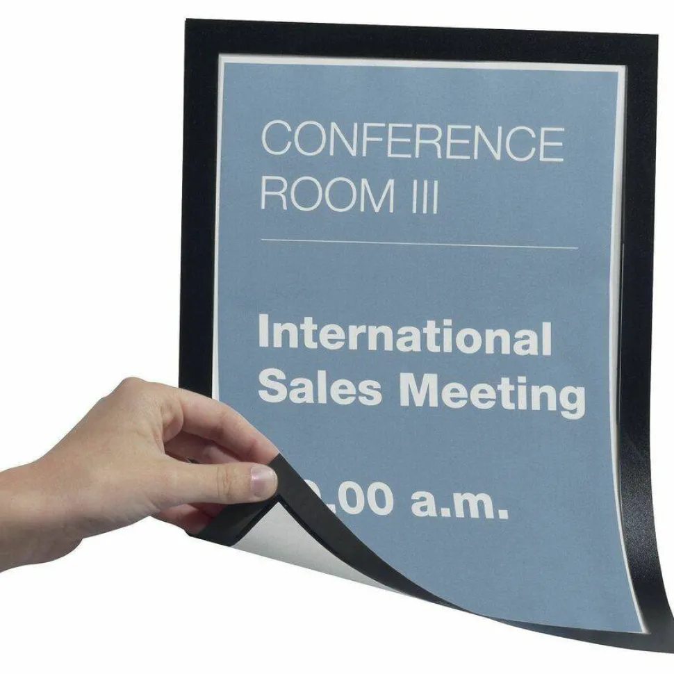 Durable DURAFRAME Magnetic Sign Holder, 8.5 x 11, Black Frame, 2/Pack