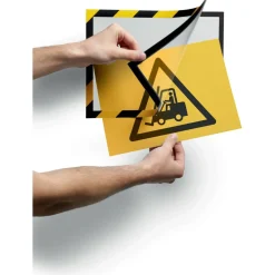 DURABLE DURAFRAME SECURITY Self-Adhesive Magnetic Letter Sign Holder - Holds Letter-Size 8-1/2" x 11" , Yellow/Black, 2 Pack