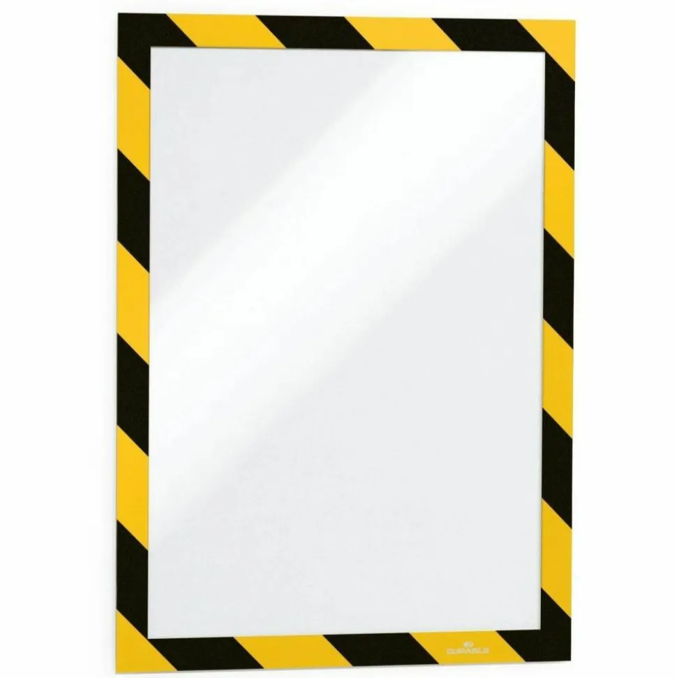 DURABLE DURAFRAME SECURITY Self-Adhesive Magnetic Letter Sign Holder - Holds Letter-Size 8-1/2" x 11" , Yellow/Black, 2 Pack