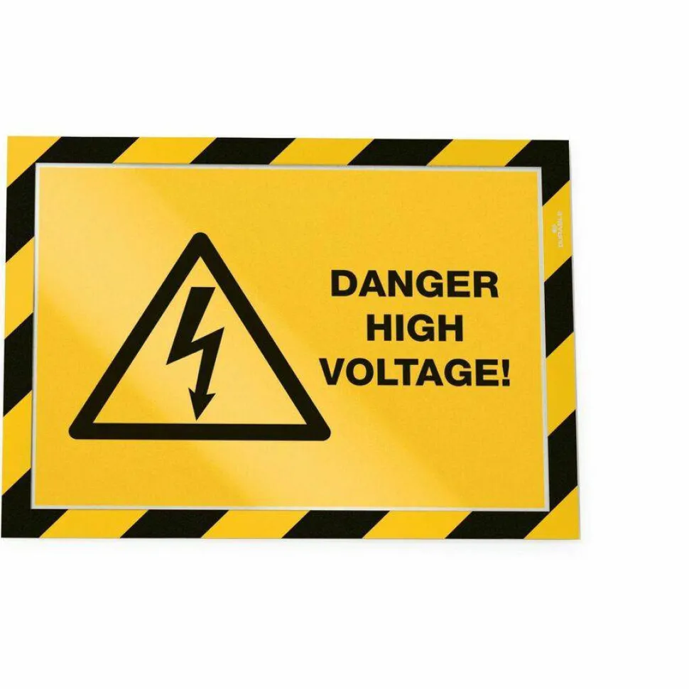 DURABLE DURAFRAME SECURITY Self-Adhesive Magnetic Letter Sign Holder - Holds Letter-Size 8-1/2" x 11" , Yellow/Black, 2 Pack