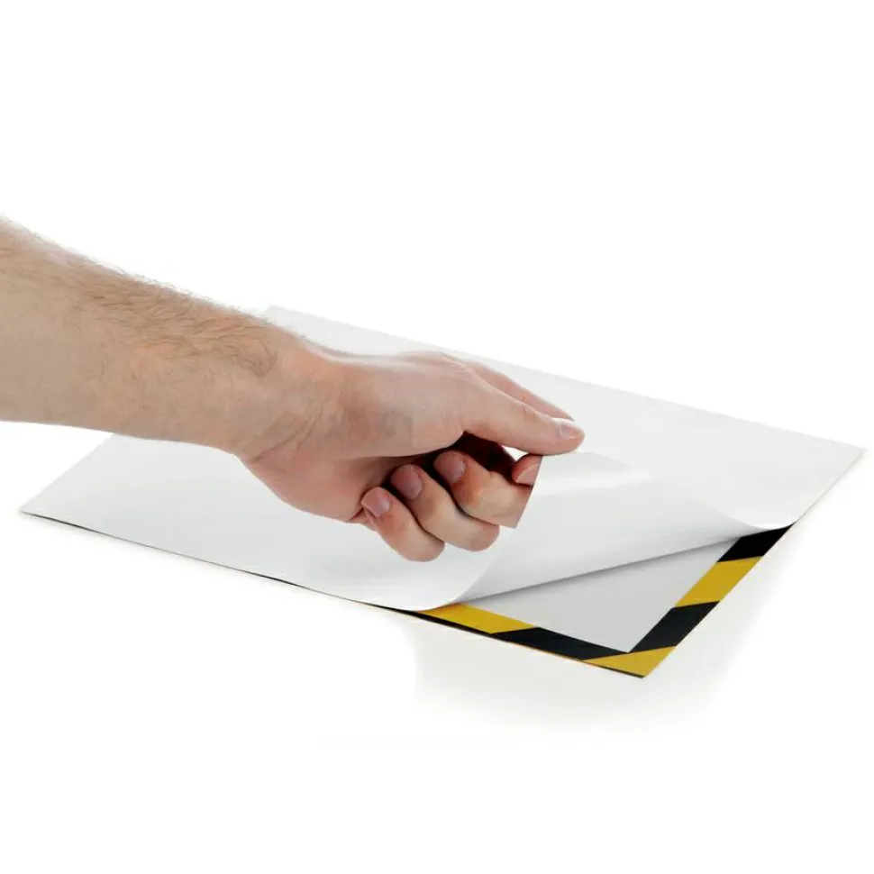 DURABLE DURAFRAME SECURITY Self-Adhesive Magnetic Letter Sign Holder - Holds Letter-Size 8-1/2" x 11" , Yellow/Black, 2 Pack