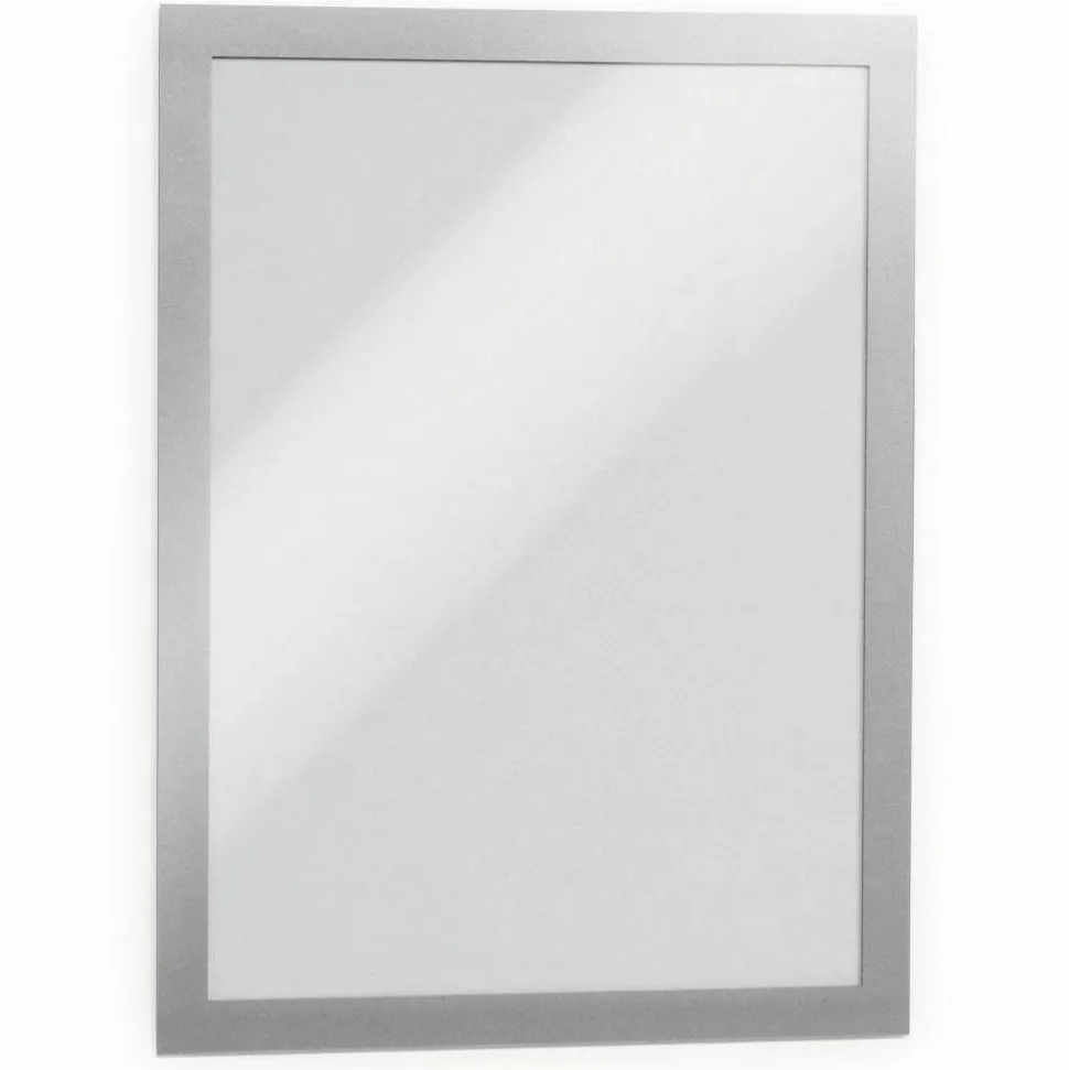 DURABLE DURAFRAME Self-Adhesive Magnetic Letter Sign Holder - Horizontal or Vertical, 9.5" x 12" Frame Size - Holds 8.5" x 11" Insert, 2 -Pack, Silver