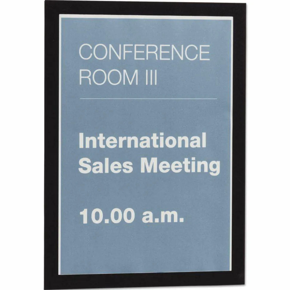 DURABLE DURAFRAME Self-Adhesive Magnetic Letter Sign Holder - Horizontal or Vertical, 9.5" x 12" Frame Size - Holds 8.5" x 11" Insert, 2 -Pack, Black