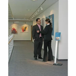 Durable Info Sign Duo Floor Sign Stand, 46 1/2"H x 11"W x 11 1/2"D, Black/Silver