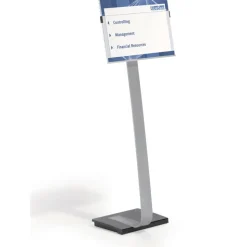 Durable Info Sign Duo Floor Sign Stand, 50" x 17" x 11 1/2", Black/Gray