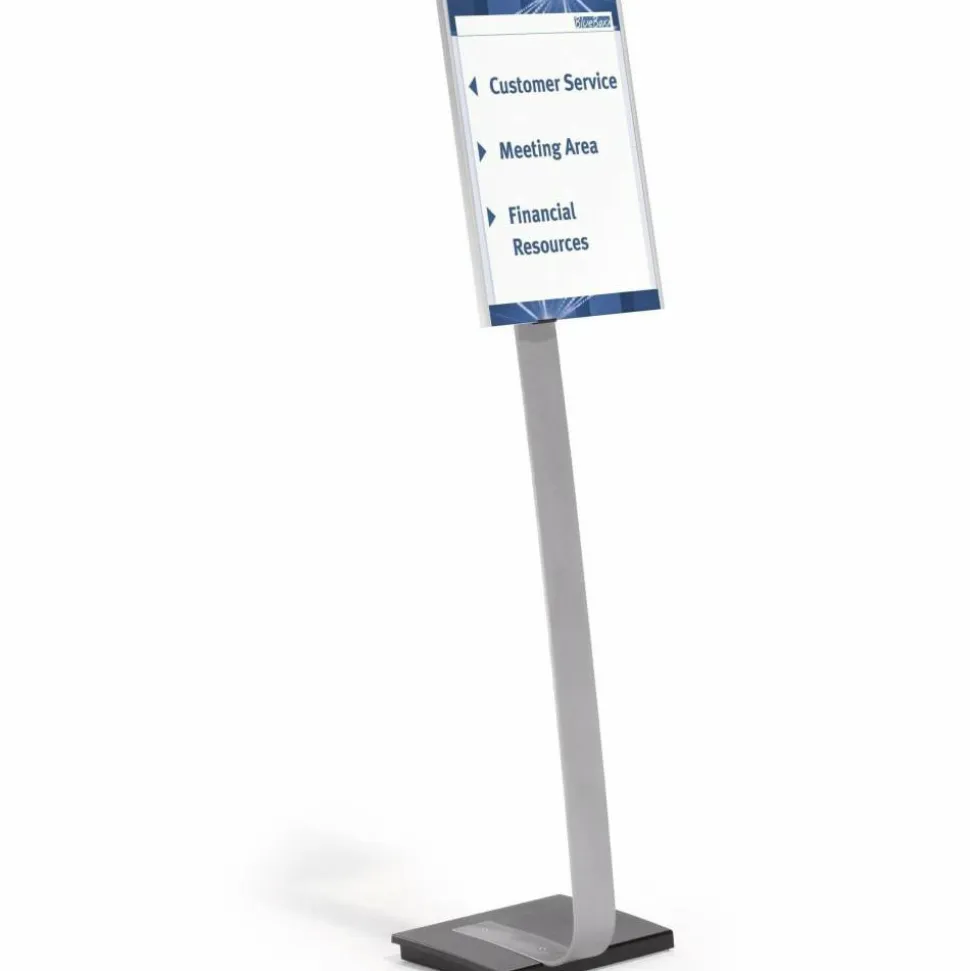 Durable Info Sign Duo Floor Sign Stand, 50" x 17" x 11 1/2", Black/Gray