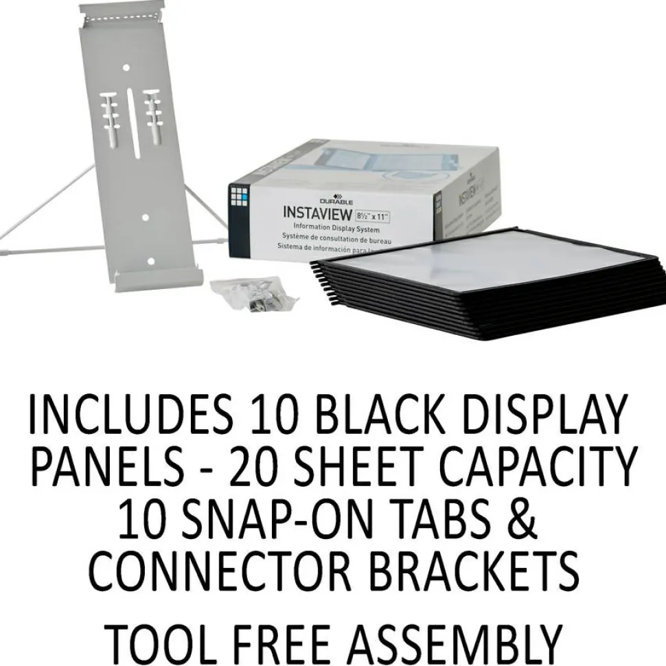 Durable InstaView 10-Section Desktop Reference System, Black
