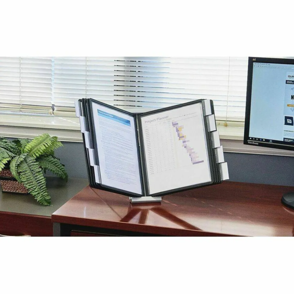 Durable InstaView 10-Section Desktop Reference System, Black