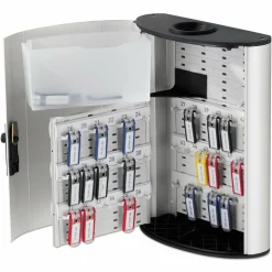 Durable Key Combination 54-Key Locking Aluminum Key Box, 15 3/4" x 11 3/4" x 4 5/8", Silver