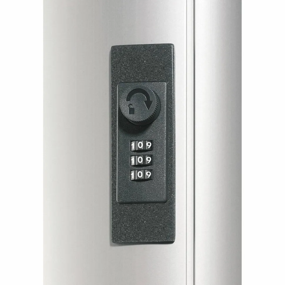 Durable Key Combination 54-Key Locking Aluminum Key Box, 15 3/4" x 11 3/4" x 4 5/8", Silver