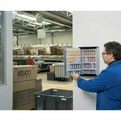 Durable 72-Key Locking Tag-Style Aluminum Key Tag Cabinet, 15 3/4