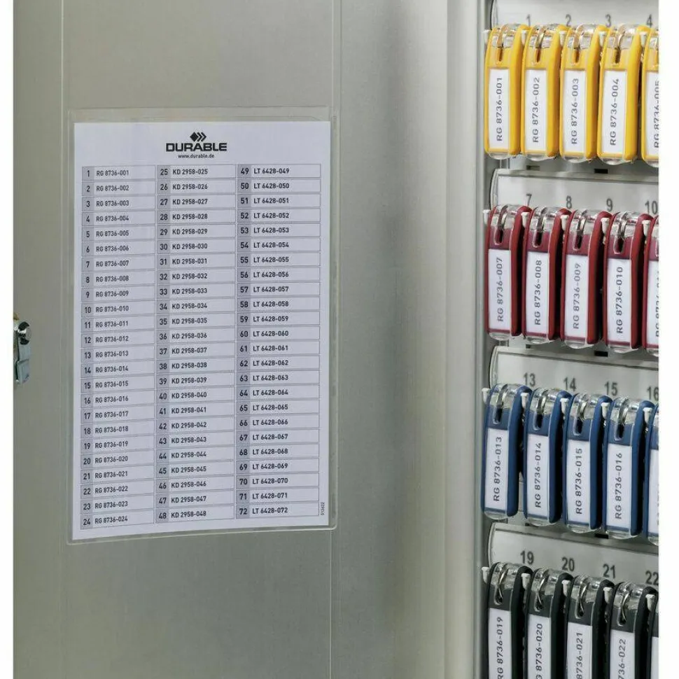 Durable 72-Key Locking Tag-Style Aluminum Key Tag Cabinet, 15 3/4" x 11 3/4" x 4 5/8", Silver
